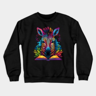 Zebra Reads Book Crewneck Sweatshirt